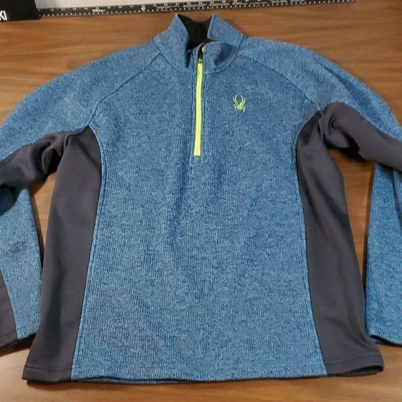 SPYDER Half-Zip Outbound Stryke Knit Jacket Large Blue‎ Yellow - Picture 1 of 12